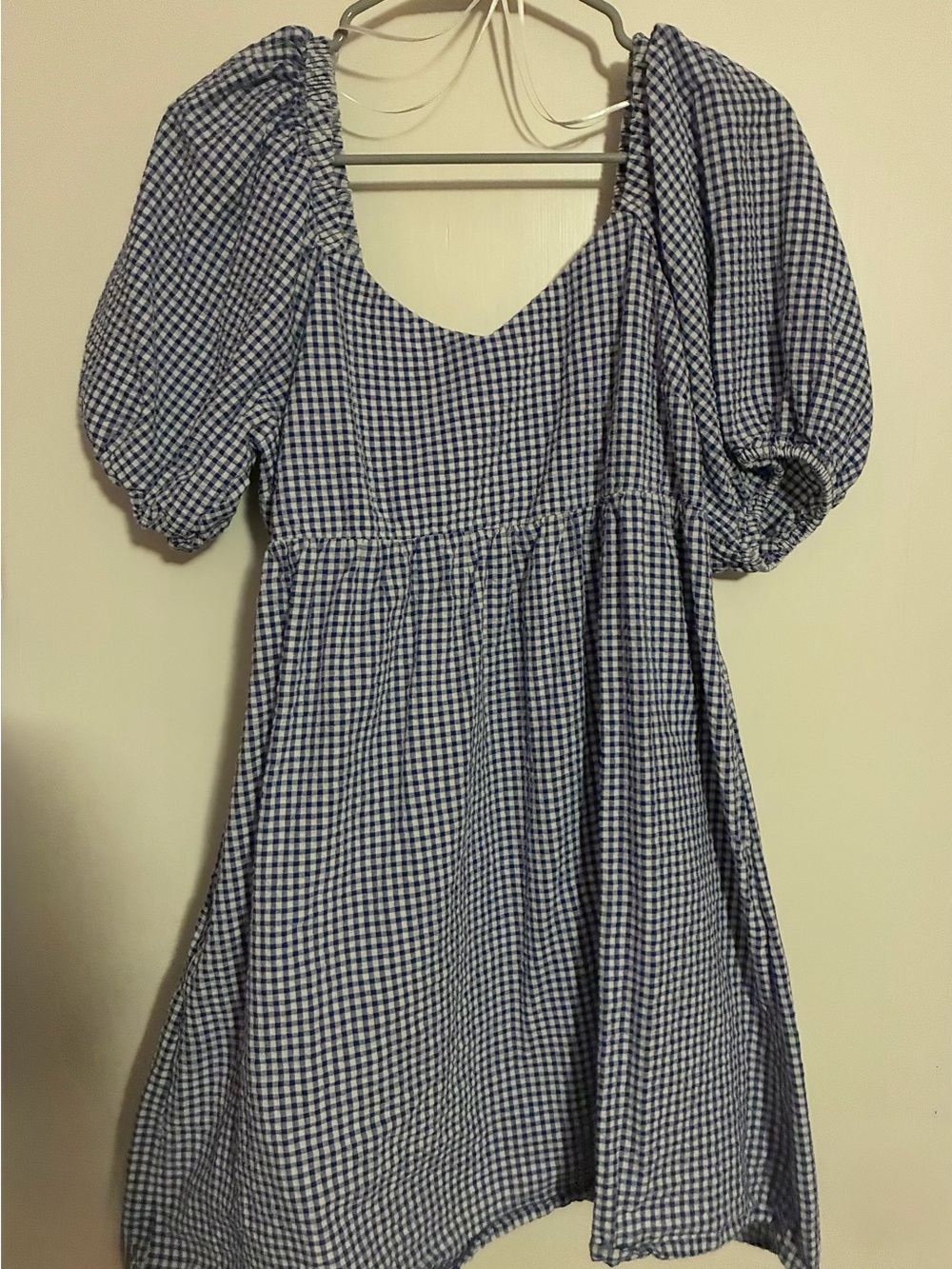 Old Navy Blue and White Gingham Elastic Waist Dress